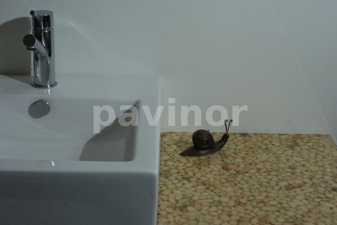 Encimera lavabo canto rodado blanco